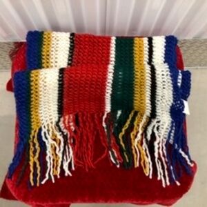 Knitted Colorful Soft Tassel Scarf, NWT
